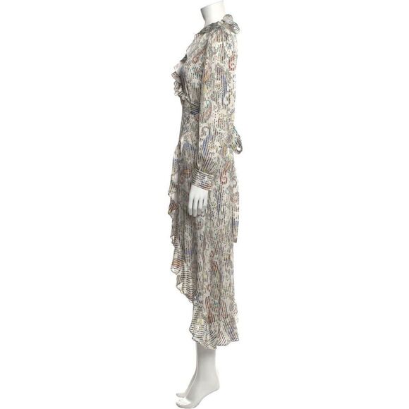 NWT Maje Roxie Ruffle Trim High/Low Wrap Dress in Multi/Silver size 1 or small - Picture 5 of 8
